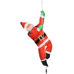 Christmas Decoration - 90cm Santa Climbing A LED Rope, Warm White
