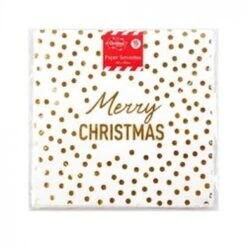 Serviettes - Merry Christmas Dinner Serviettes With Gold Foil, 15 Pack