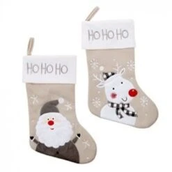 Christmas Stocking - Fleece With Embroidery, Assorted