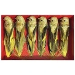 Christmas Decoration - Bird Decoration Gold Clip On , 6pk