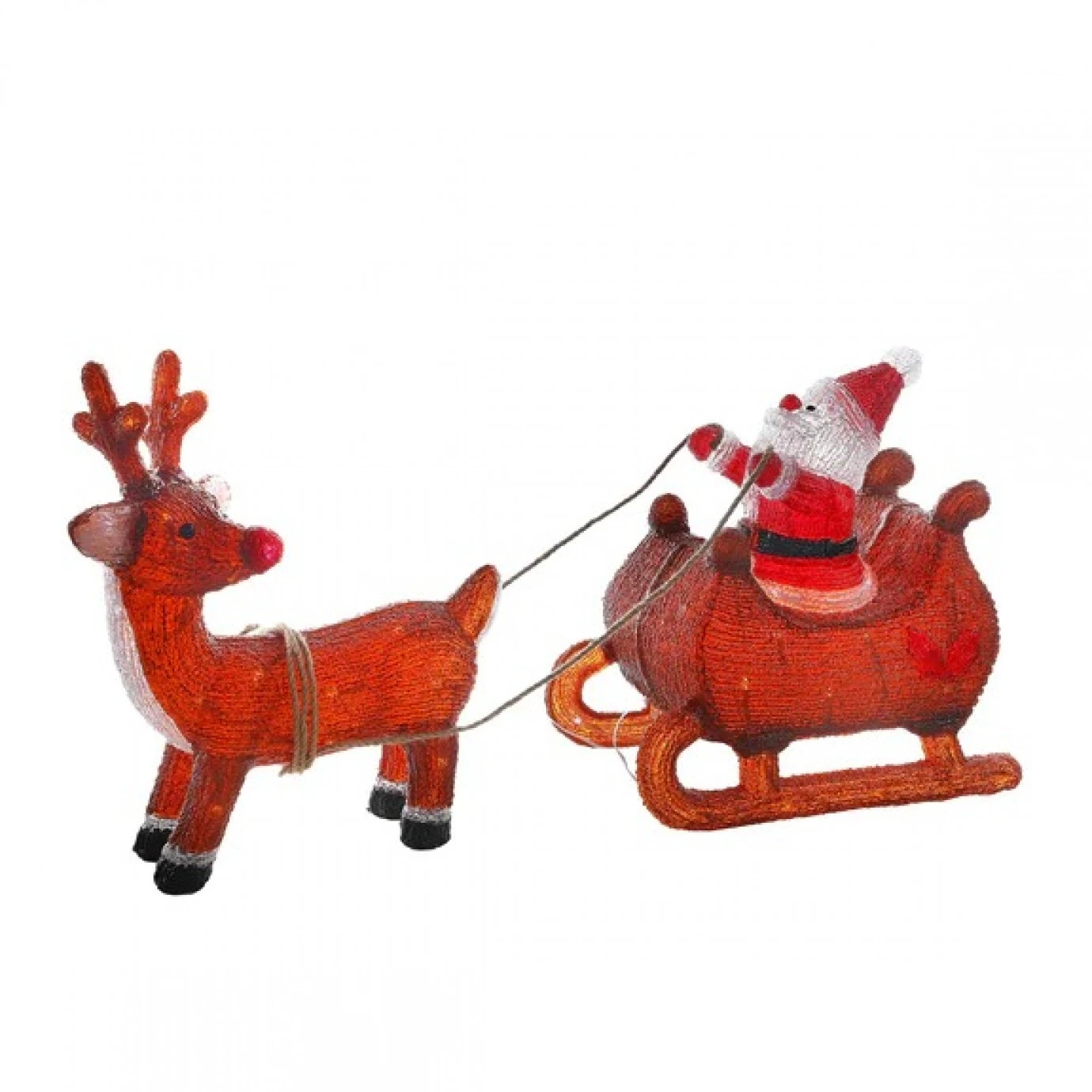 Christmas Decoration - 82.5cm Acrylic Santa Sleigh & Reindeer, With Lights 1 Christmas Decoration - 82.5cm Acrylic Santa Sleigh & Reindeer, With Lights