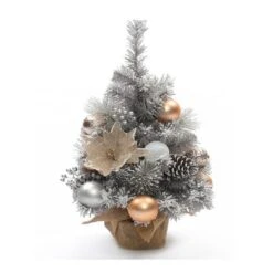 Christmas Tree - 45 Cm Snowy With Decorations, In Grey Pot