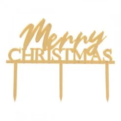 Cake Topper - Merry Christmas Gold Acrylic