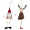 Christmas Ornament - Santa/Deer Wood With Rope Legs, Assorted