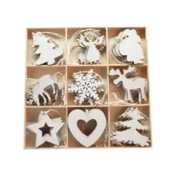 Christmas Ornament - Traditional White With Glitter,36pk