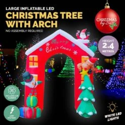 Christmas Inflatables - 2.9m Christmas House Arch, With White Lights