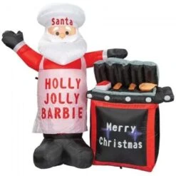 Christmas Inflatables - 1.8 Santa And BBQ, With LED Lights