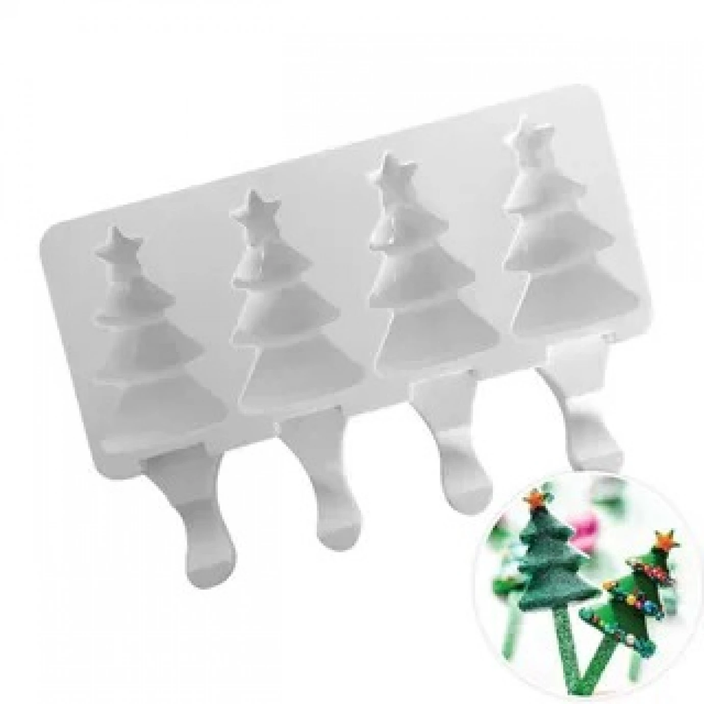 Silicone Mould - Christmas Tree Popsicle Mould 1 Silicone Mould - Christmas Tree Popsicle Mould