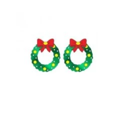 Earrings - Christmas Yule Wreath, Green