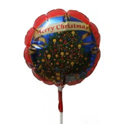 Balloon On Stick - Round 14 Cm, Christmas Tree & Toys