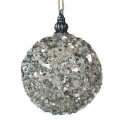 Christmas Bauble - Glass, Silver Glimmer