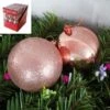 Christmas Baubles - Glitter, Rose Gold 4 Pk