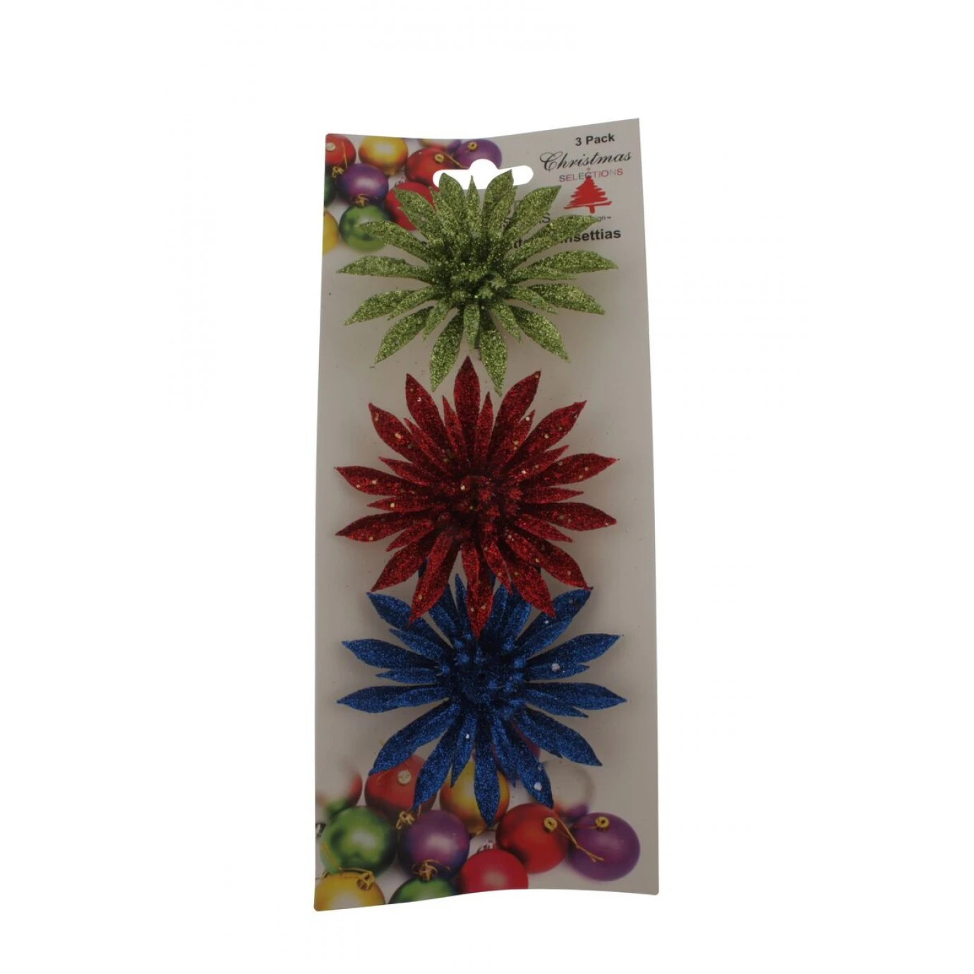 Christmas Decoration - Poinsettia, Clip 3 Pk 1 Christmas Decoration - Poinsettia, Clip 3 Pk