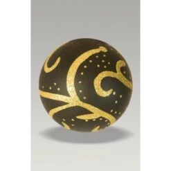 Christmas Bauble - 8cm Ball Royal Black, Gold Glitter