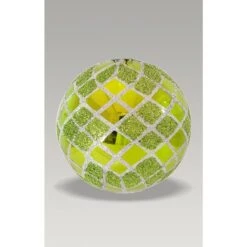 Christmas Bauble - 8cm Green Harlequin Chequer, Silver Glitter