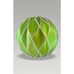 Christmas Bauble - 8cm Green Harlequin, White Glitter