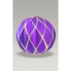 Christmas Bauble - 8cm Purple Harlequin, Gold Glitter