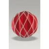 Christmas Bauble - 8cm Red Harlequin, White Glitter