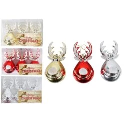 Christmas Baubles - Reindeer 3 Pk Assorted