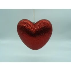 Christmas Ornament - 16cm Glitter Heart, Red