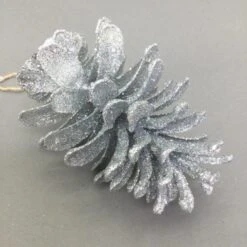 Christmas Ornament - Glitter Pine Cone, Silver