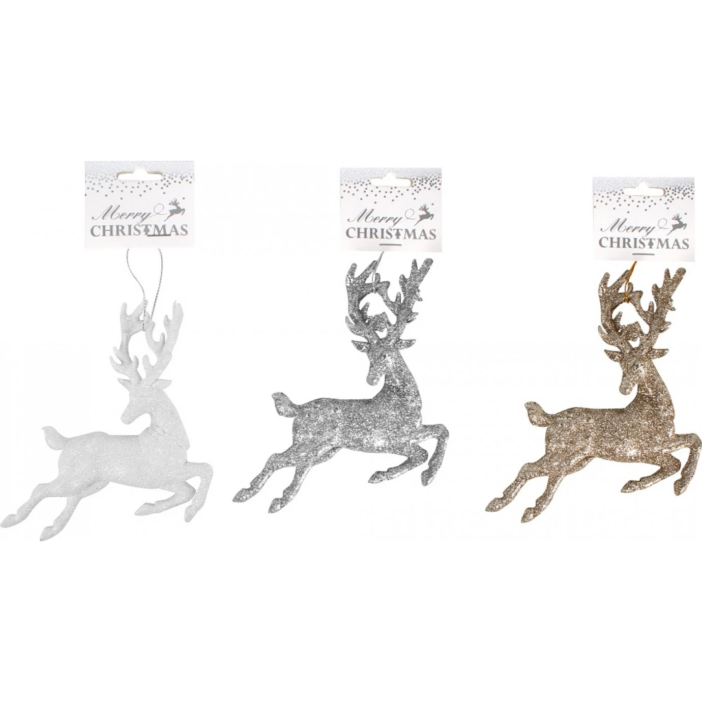 Christmas Ornament - Glitter Reindeer, Assorted 1 Christmas Ornament - Glitter Reindeer, Assorted