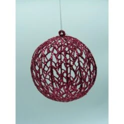 Christmas Ornament - Mesh Glitter Ball, Pink
