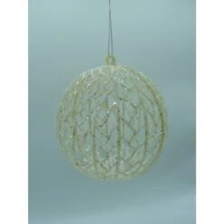 Christmas Ornament - Mesh Glitter Ball, White