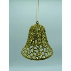 Christmas Ornament - Mesh Glitter Bell, Gold