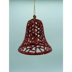 Christmas Ornament - Mesh Glitter Bell, Red