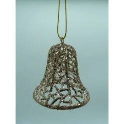 Christmas Ornament - Mesh Glitter Bell, Rose Gold