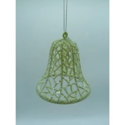 Christmas Ornament - Mesh Glitter Bell, White