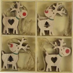 Christmas Ornaments - MDF Reindeers 8 Pk