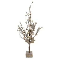 Christmas Table Tree - 45 Cm Gold & Clear Beaded