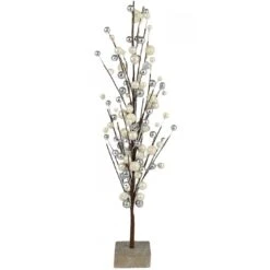 Christmas Table Tree - 45 Cm White & Silver Beaded
