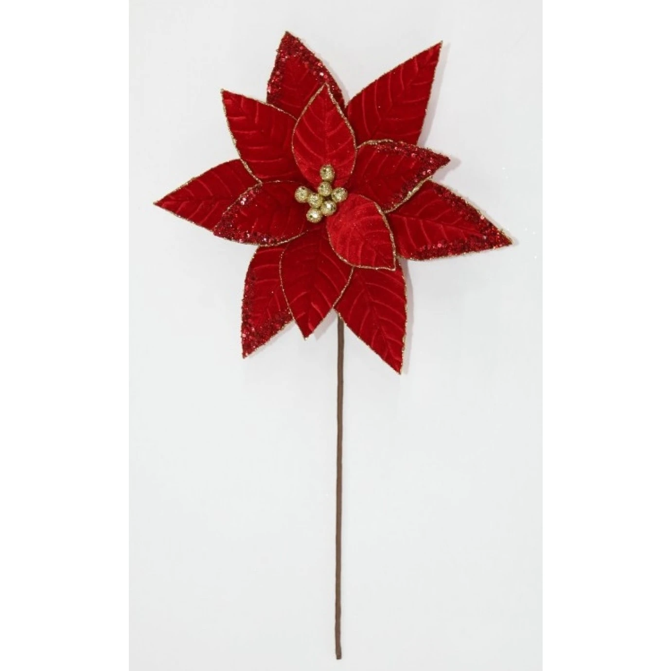 Decorative Flower - 56 Cm Christmas Poinsettia, Red & Gold