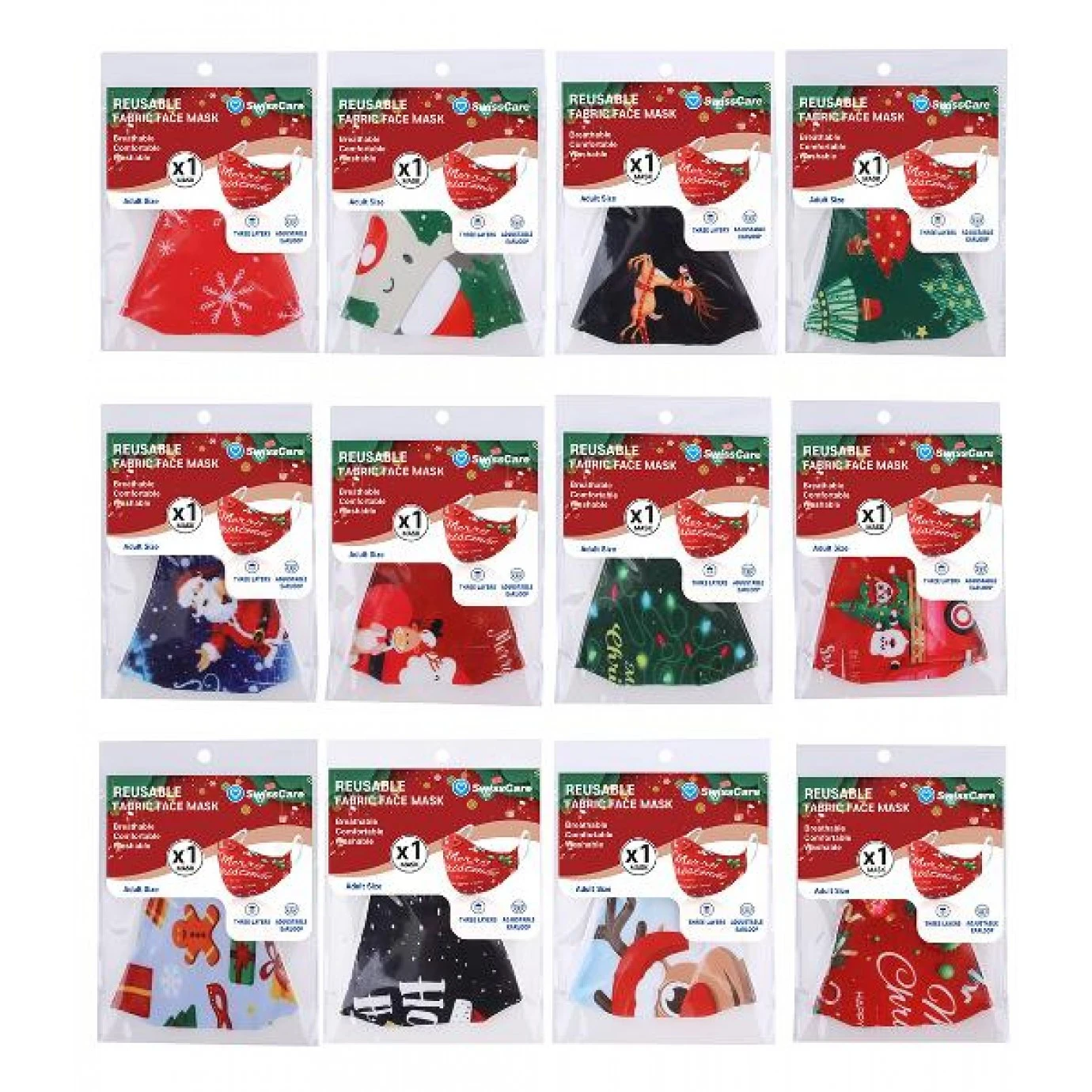Face Mask - Reusable, Christmas Assorted 2 Face Mask - Reusable, Christmas Assorted - Image 2