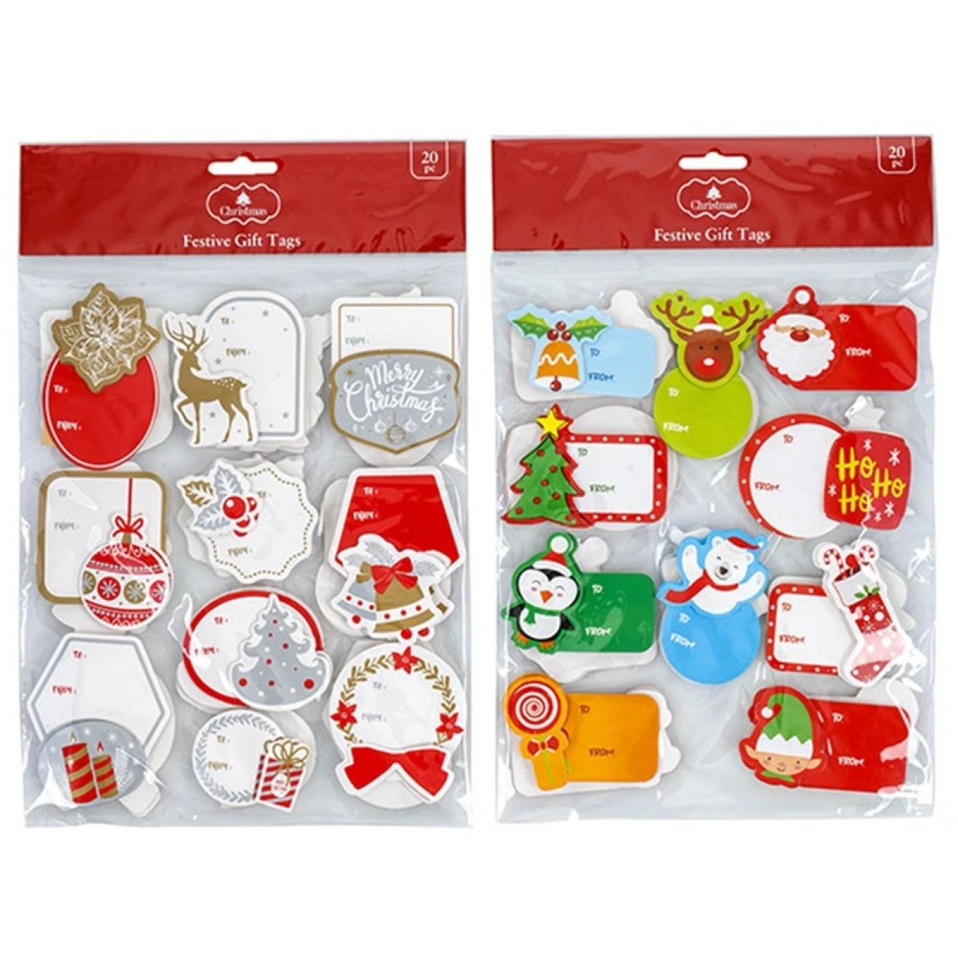 Gift Tags - Christmas, Handmade 20 Pk Assorted