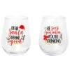 Glasses - Stemless Wine, Christmas 2 Pk