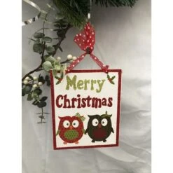 Hanging Decoration - Merry Christmas Owls