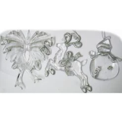 Christmas Ornament - Acrylic & Silver Glitter, Assorted