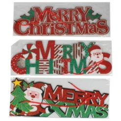 Hanging Sign - Merry Christmas, Glitter Assorted