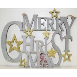 Hanging Sign - Merry Christmas Plaque, Glitter