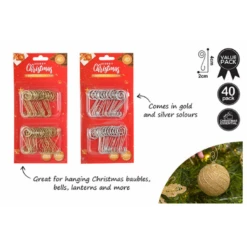 Hooks - S Shape, Merry Christmas, Assorted Silver & Gold