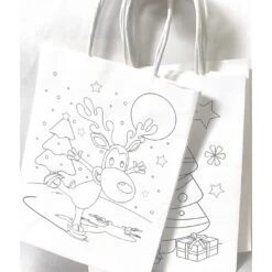 Gift Bags - Christmas, Colour In Assorted 4 Pk