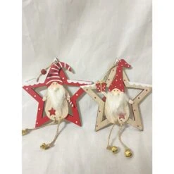 Christmas Ornament - 15cm Star With Santa, Assorted