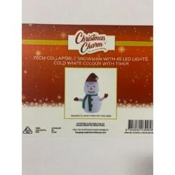 Christmas Decoration - 70cm Fabric Snowman, With LED Lights