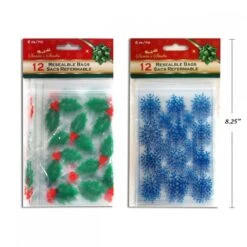 Resealable Bags - Christmas, Assorted 12 Pk