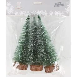 Table Ornaments - Frosted Christmas Trees 3 Pk
